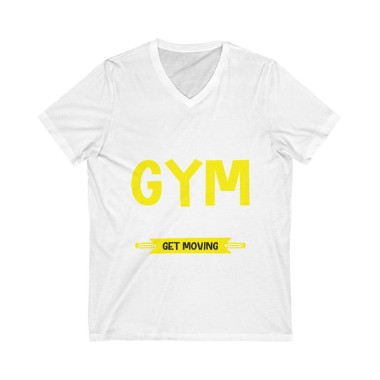 Gym Teacher Get Moving Unisex Short Sleeve V-neck Tshirt