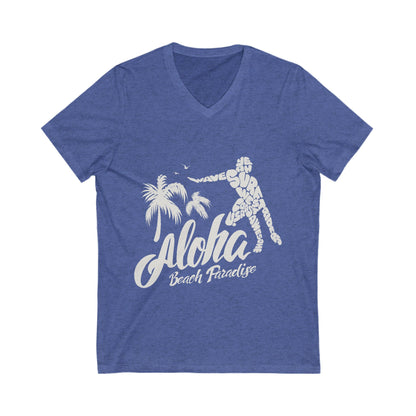 Aloha Beach Paradise Unisex Short Sleeve V-neck Tshirt