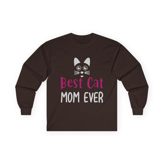 “Best Cat Mom Ever” Long Sleeve T-Shirt – Cozy & Cat-Loving