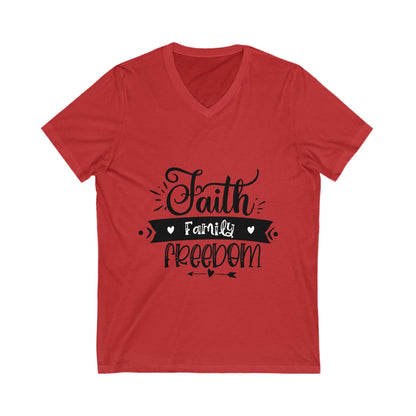 Faith Family Freedom Unisex Short Sleeve V-neck Tshirt