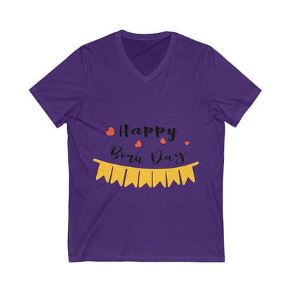 Happybornday Unisex Short Sleeve V-neck Tshirt