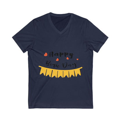 Happybornday Unisex Short Sleeve V-neck Tshirt