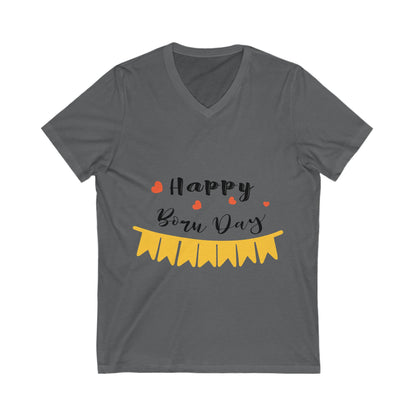 Happybornday Unisex Short Sleeve V-neck Tshirt