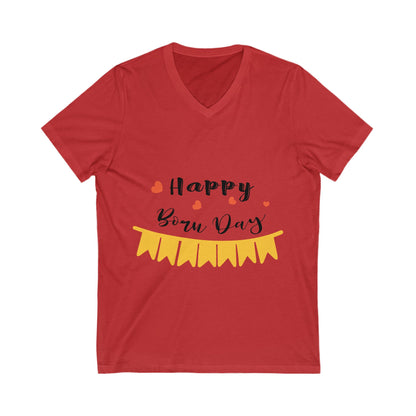 Happybornday Unisex Short Sleeve V-neck Tshirt