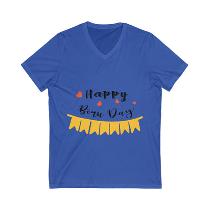 Happybornday Unisex Short Sleeve V-neck Tshirt