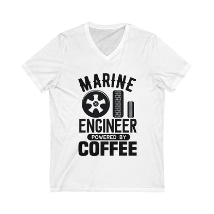 Marine Engineer Powered By Coffee Unisex Short Sleeve V-neck Tshirt