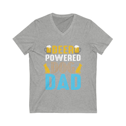 Beer Powered Dog Dad Unisex Short Sleeve V-neck Tshirt