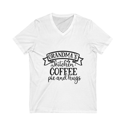 Grandma'S Kitchen  Coffee, Pie And Hugs Unisex Short Sleeve V-neck Tshirt