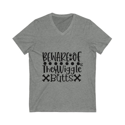 Beware Of The Wiggle Butts Unisex Short Sleeve V-neck Tshirt
