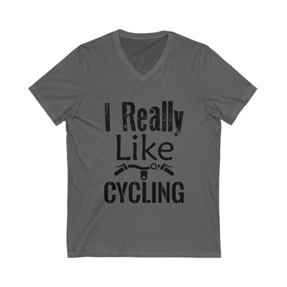 I Really Like Cycling Unisex Short Sleeve V-neck Tshirt