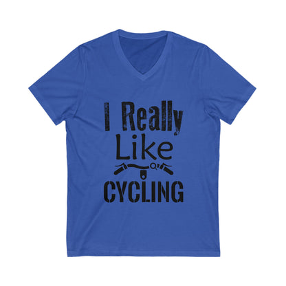 I Really Like Cycling Unisex Short Sleeve V-neck Tshirt