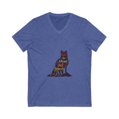 Don'T Be Afraid Just Believe Unisex Short Sleeve V-neck Tshirt