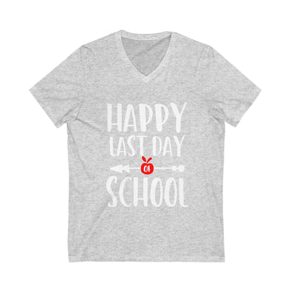 Happy Last Day School Unisex Short Sleeve V-neck Tshirt