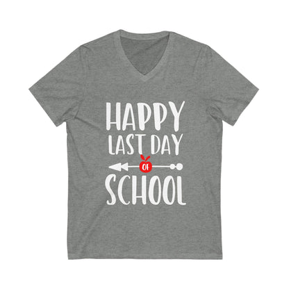 Happy Last Day School Unisex Short Sleeve V-neck Tshirt