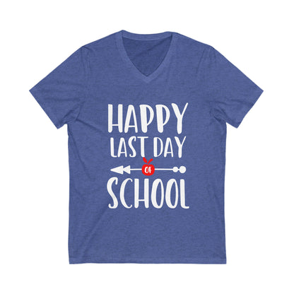 Happy Last Day School Unisex Short Sleeve V-neck Tshirt