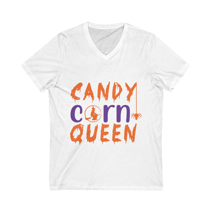 Candy Corn Queeen Unisex Short Sleeve V-neck Tshirt