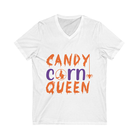 Candy Corn Queeen Unisex Short Sleeve V-neck Tshirt