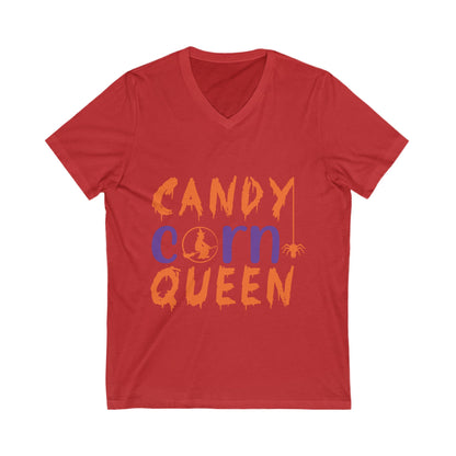 Candy Corn Queeen Unisex Short Sleeve V-neck Tshirt