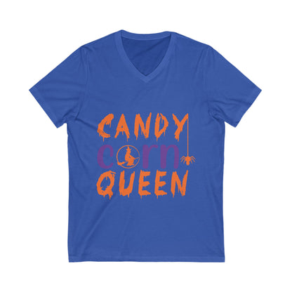 Candy Corn Queeen Unisex Short Sleeve V-neck Tshirt
