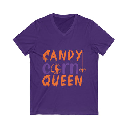 Candy Corn Queeen Unisex Short Sleeve V-neck Tshirt