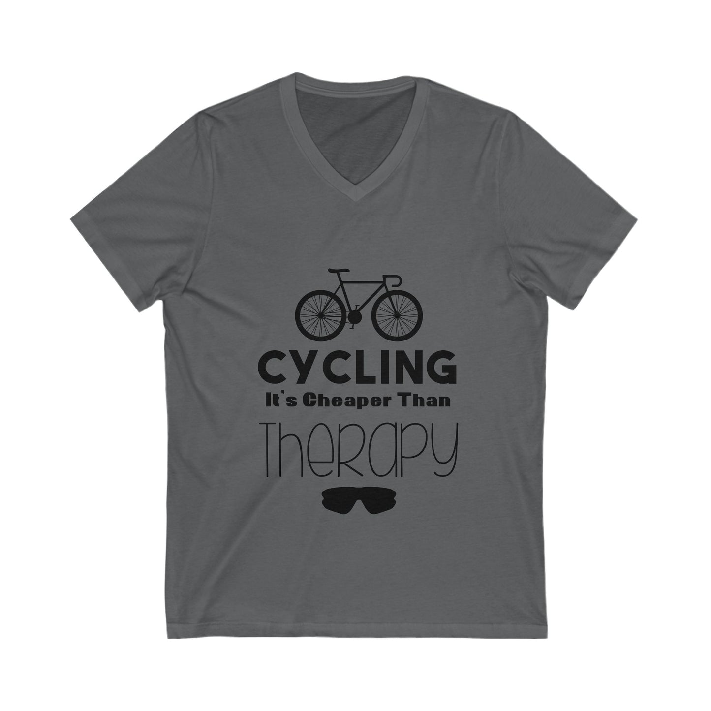 Cycling It'S Cheaper Than Therapy Unisex Short Sleeve V-neck Tshirt
