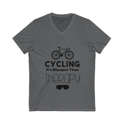 Cycling It'S Cheaper Than Therapy Unisex Short Sleeve V-neck Tshirt