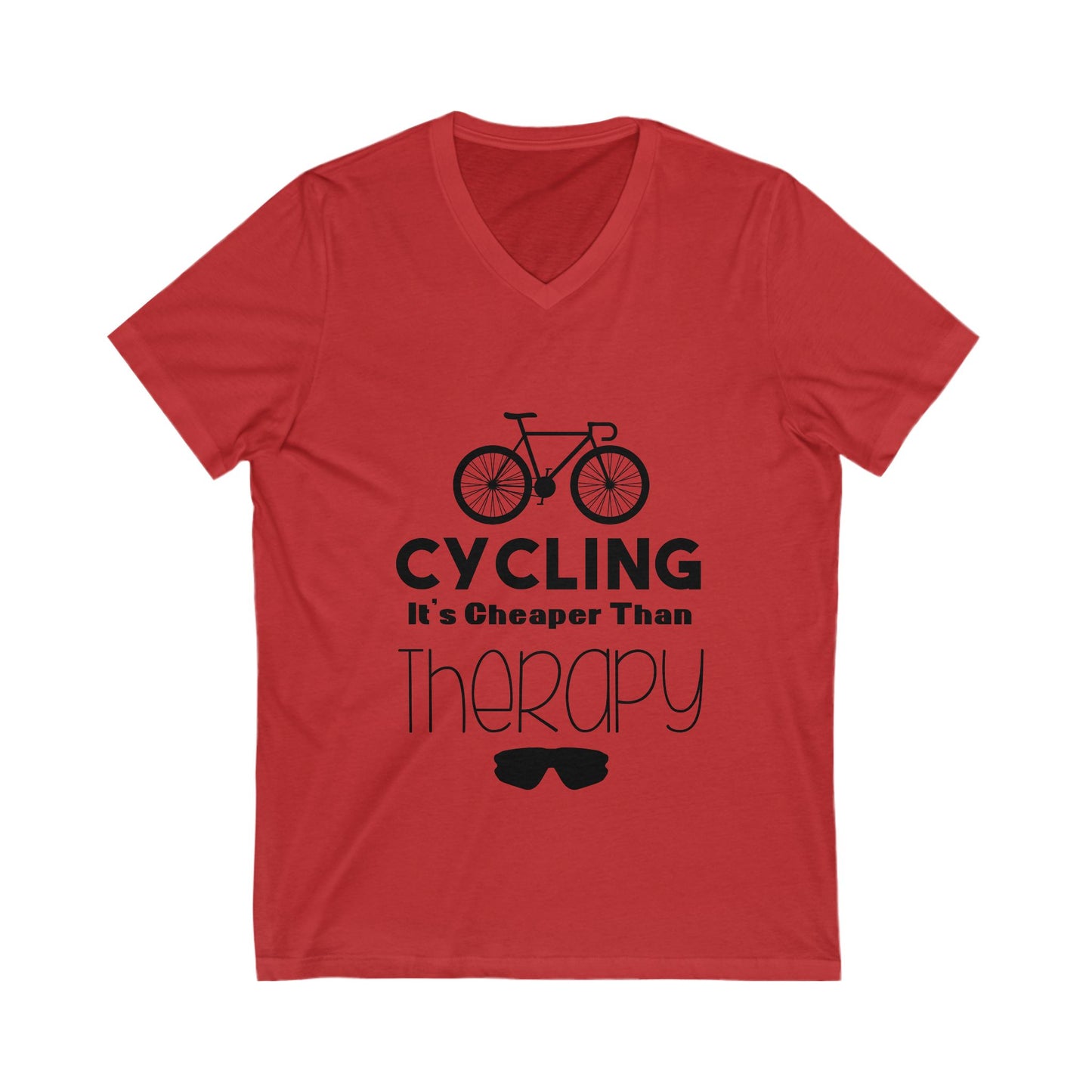 Cycling It'S Cheaper Than Therapy Unisex Short Sleeve V-neck Tshirt