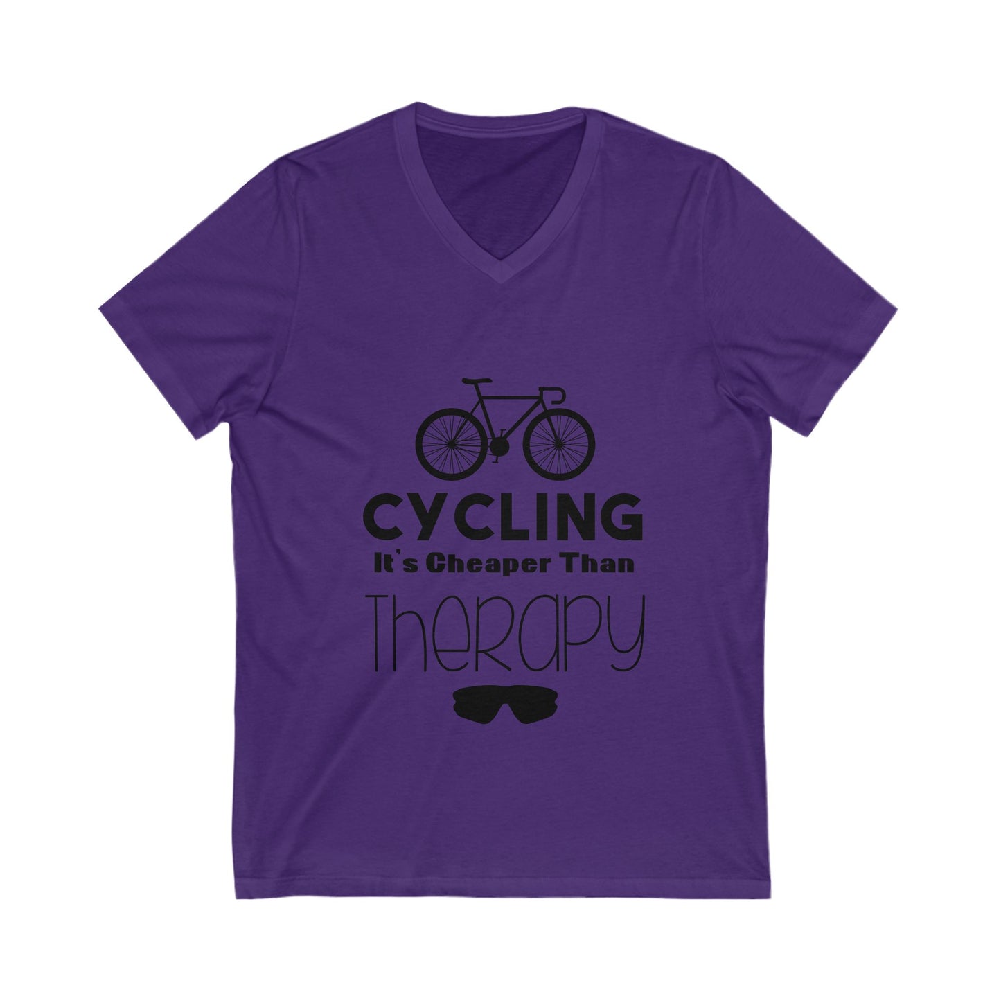 Cycling It'S Cheaper Than Therapy Unisex Short Sleeve V-neck Tshirt