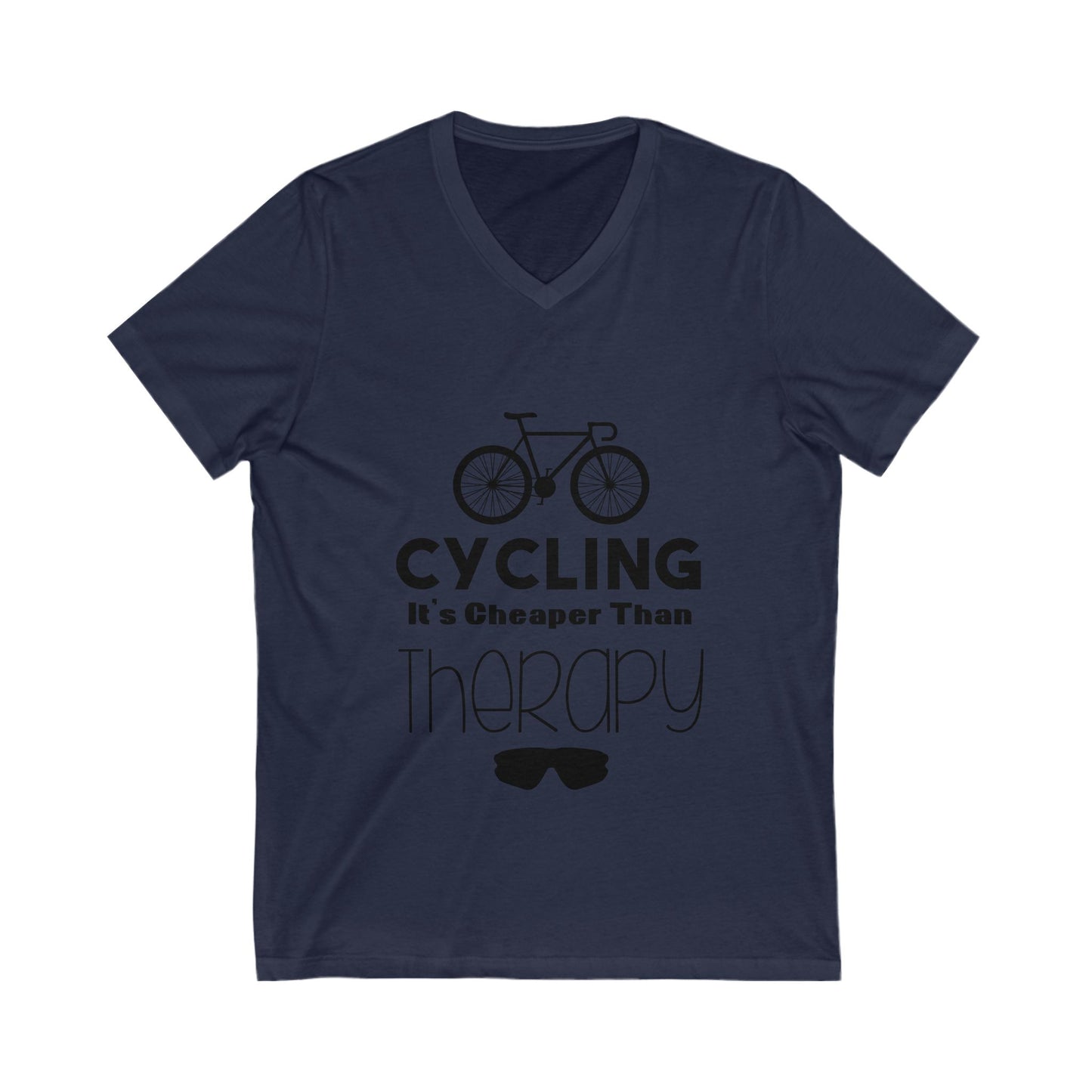 Cycling It'S Cheaper Than Therapy Unisex Short Sleeve V-neck Tshirt