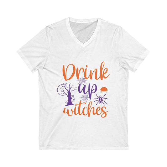 Drink Up Witch Unisex Short Sleeve V-neck Tshirt