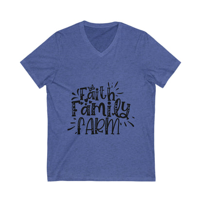 Faith Family Farm Unisex Short Sleeve V-neck Tshirt