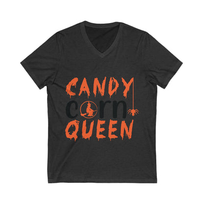 Candy Corn Queen Halloween V-Neck Tee | Fun Unisex Short Sleeve Shirt