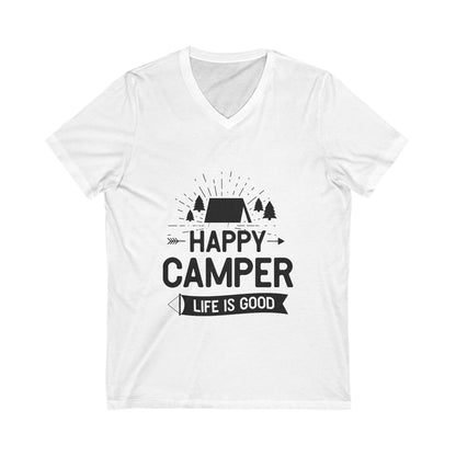 Happy Camper Unisex Short Sleeve V-neck Tshirt