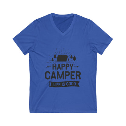 Happy Camper Unisex Short Sleeve V-neck Tshirt