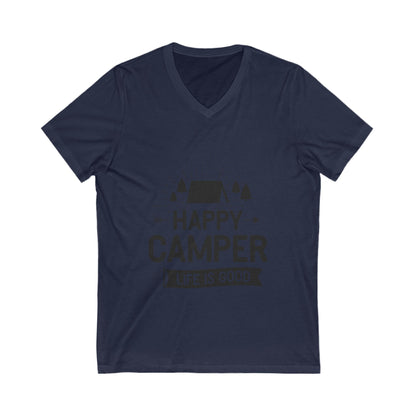 Happy Camper Unisex Short Sleeve V-neck Tshirt