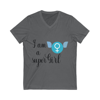 I Am A Super Girl Unisex Short Sleeve V-neck Tshirt