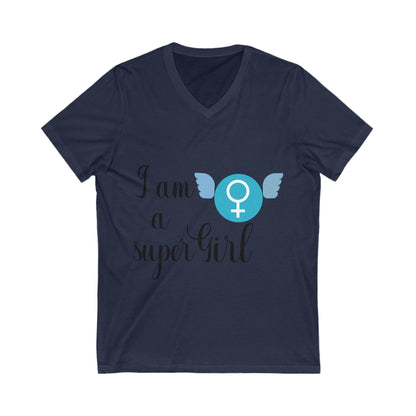 I Am A Super Girl Unisex Short Sleeve V-neck Tshirt