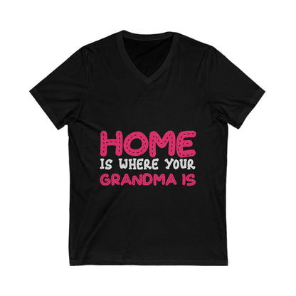 Home Is Where Your Grandma Is Unisex Short Sleeve V-neck Tshirt