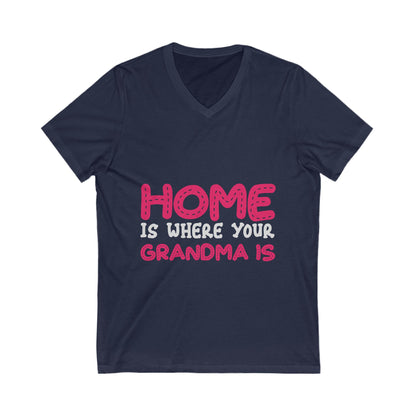 Home Is Where Your Grandma Is Unisex Short Sleeve V-neck Tshirt
