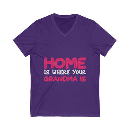 Home Is Where Your Grandma Is Unisex Short Sleeve V-neck Tshirt