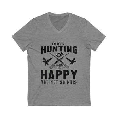 Duck Hunting Makes Me Happy Unisex Short Sleeve V-neck Tshirt