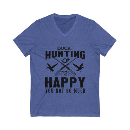 Duck Hunting Makes Me Happy Unisex Short Sleeve V-neck Tshirt