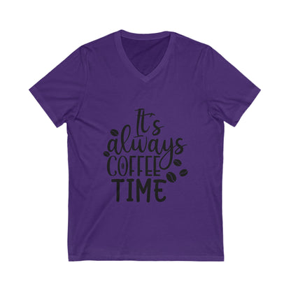 It'S Always Coffee Time Unisex Short Sleeve V-neck Tshirt