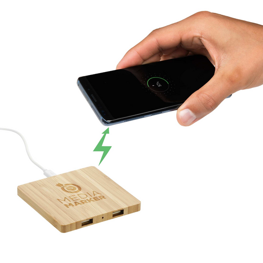 FSC® 100% Bamboo Wireless Charging Pad with Dual Outputs