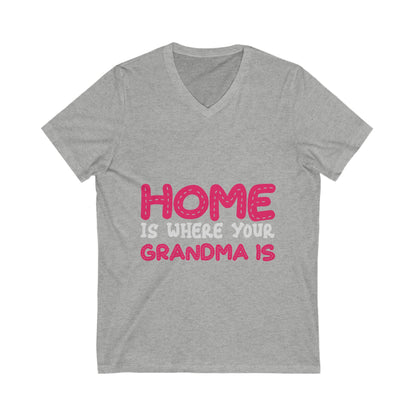 Home Is Where Your Grandma Is Unisex Short Sleeve V-neck Tshirt