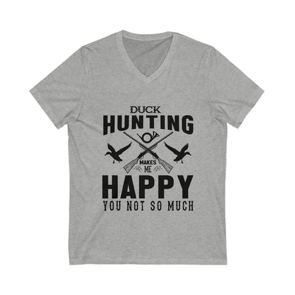 Duck Hunting Makes Me Happy Unisex Short Sleeve V-neck Tshirt