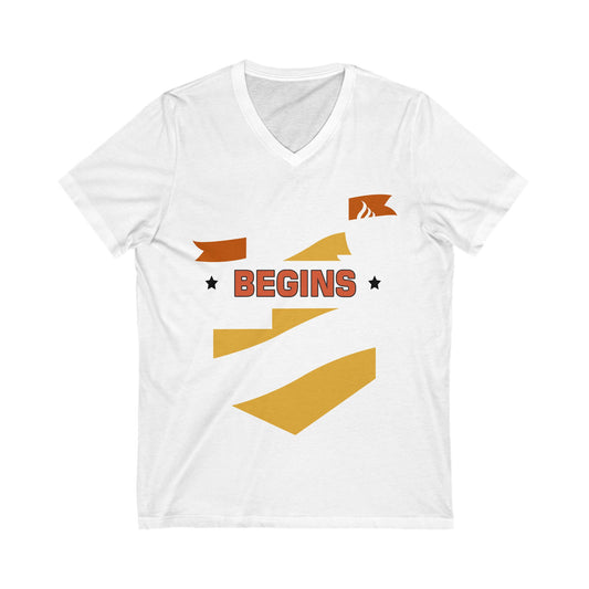 Life Egins After Coffee Unisex Short Sleeve V-neck Tshirt