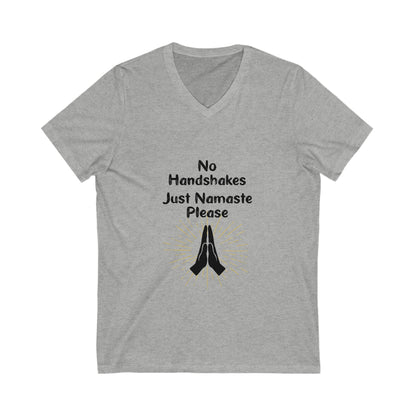 Namaste V-Neck Tee - Unisex Short Sleeve Shirt for Peaceful Living