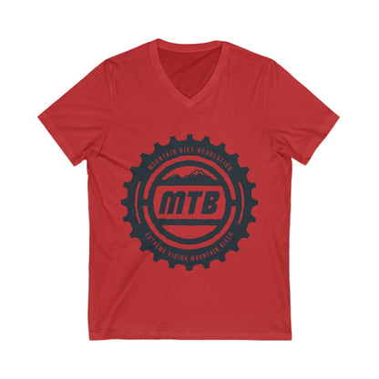 Mountain Bike Unisex Short Sleeve V-neck Tshirt