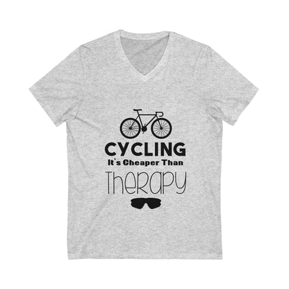 Cycling It'S Cheaper Than Therapy Unisex Short Sleeve V-neck Tshirt
